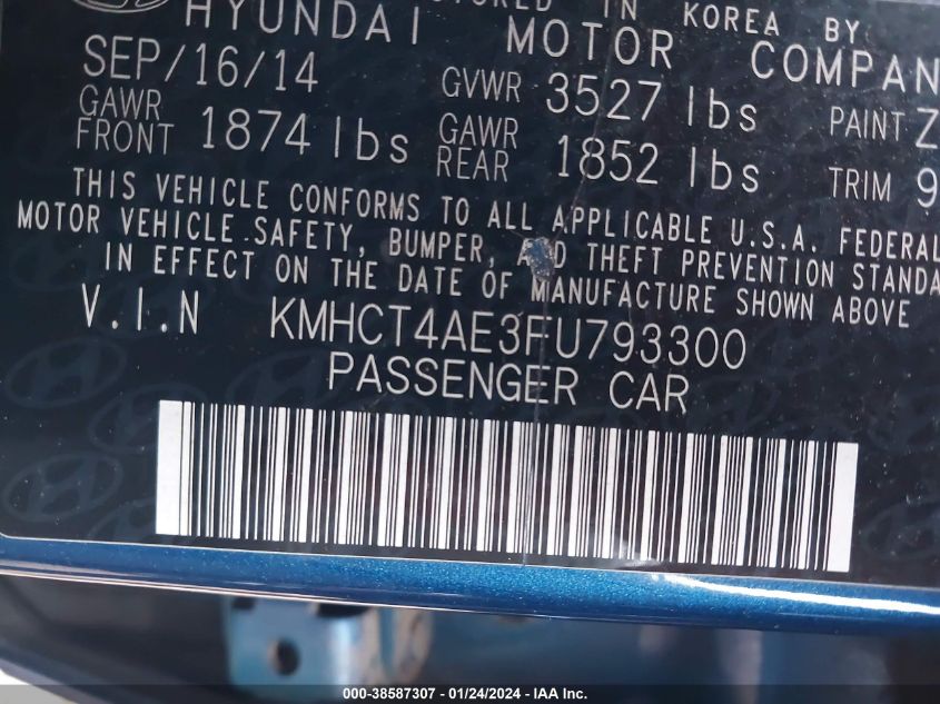 2015 HYUNDAI ACCENT GLS - KMHCT4AE3FU793300