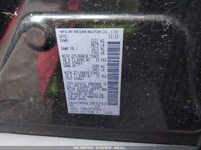 2016 NISSAN ROGUE S/SL/SV - 5N1AT2MV9GC787743