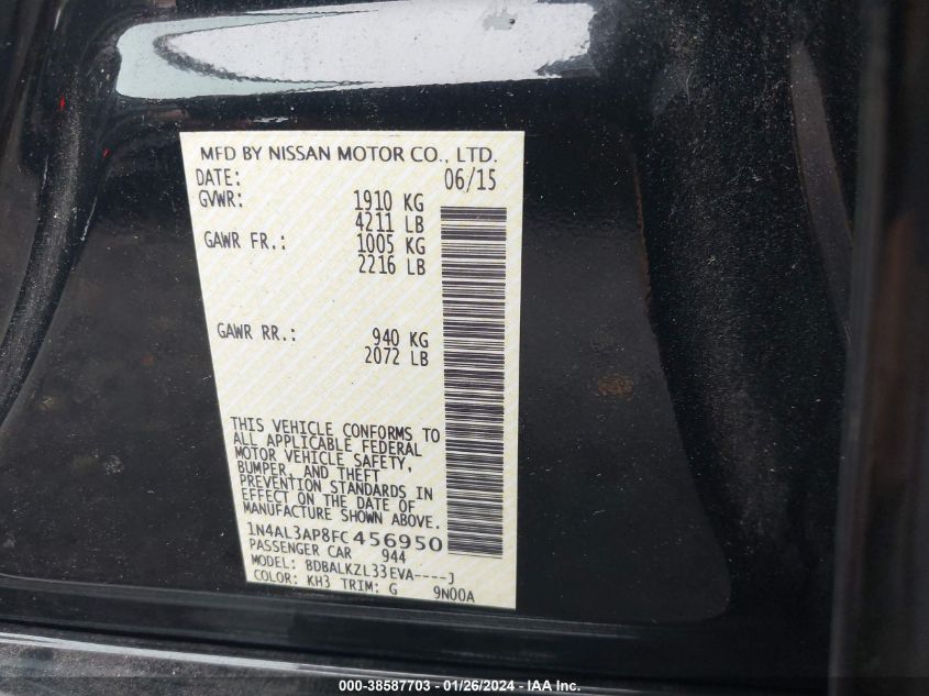 2015 NISSAN ALTIMA 2.5 SV - 1N4AL3AP8FC456950