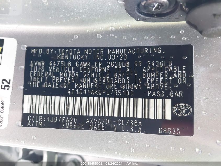 2023 TOYOTA CAMRY SE - 4T1G11AK0PU795180