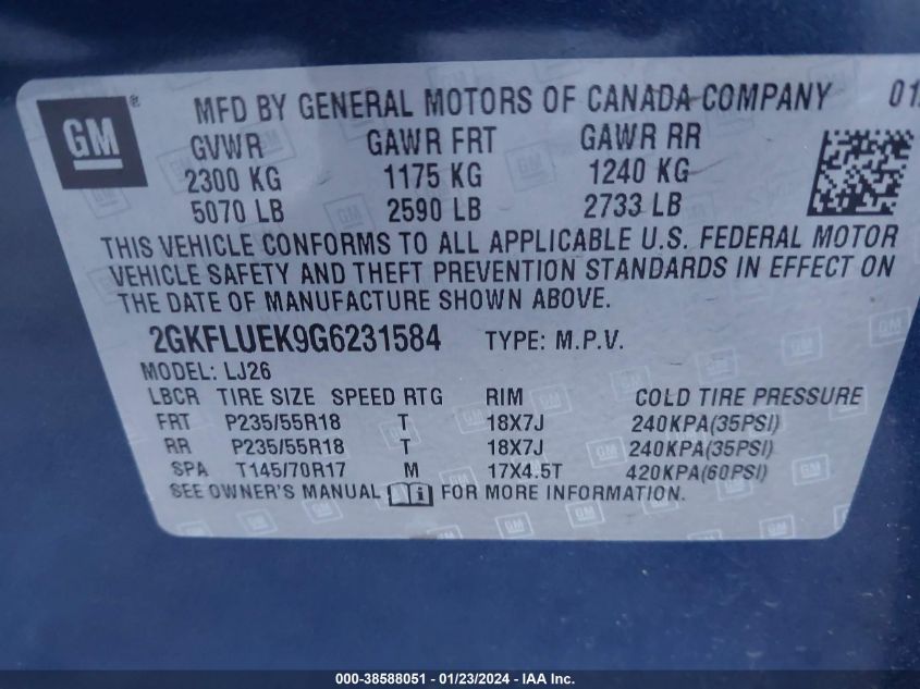 2016 GMC TERRAIN SLT - 2GKFLUEK9G6231584