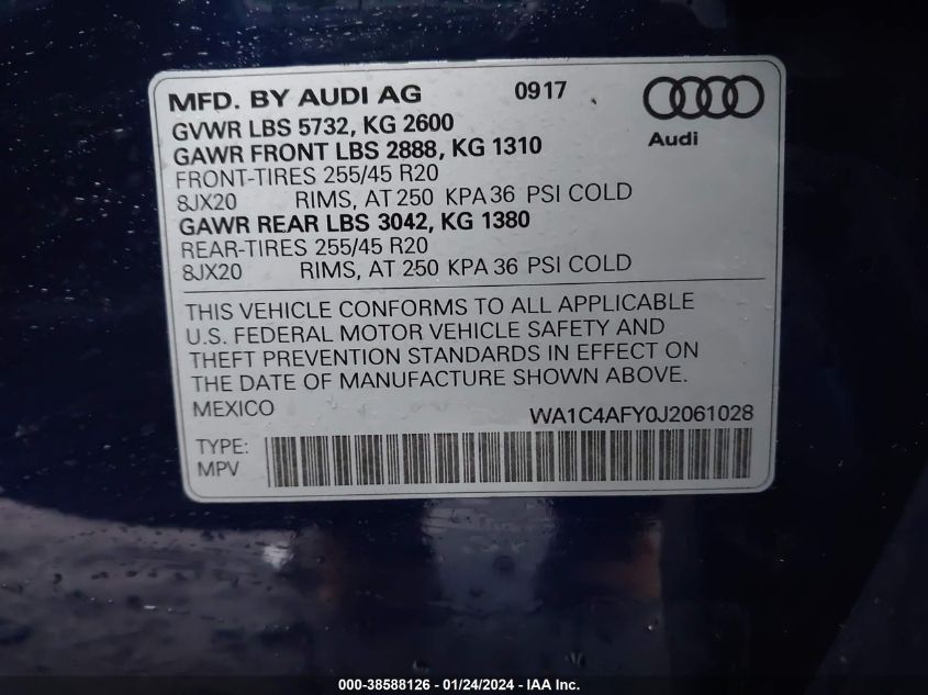 2018 AUDI SQ5 3.0T PREMIUM PLUS WA1C4AFY0J2061028