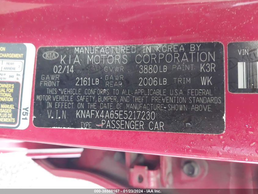 2014 KIA FORTE LX - KNAFX4A65E5217230