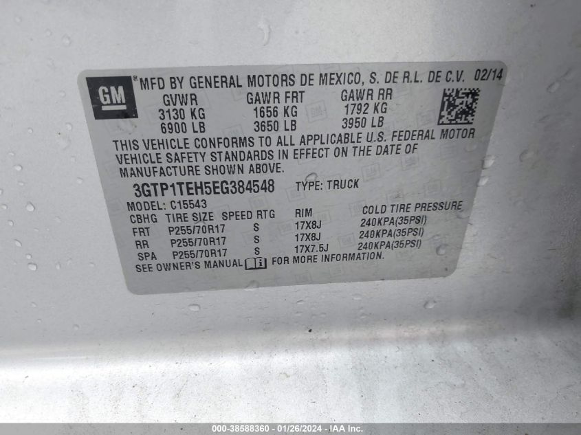 2014 GMC SIERRA 1500 - 3GTP1TEH5EG384548