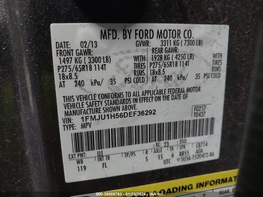 2013 FORD EXPEDITION XLT - 1FMJU1H56DEF36292