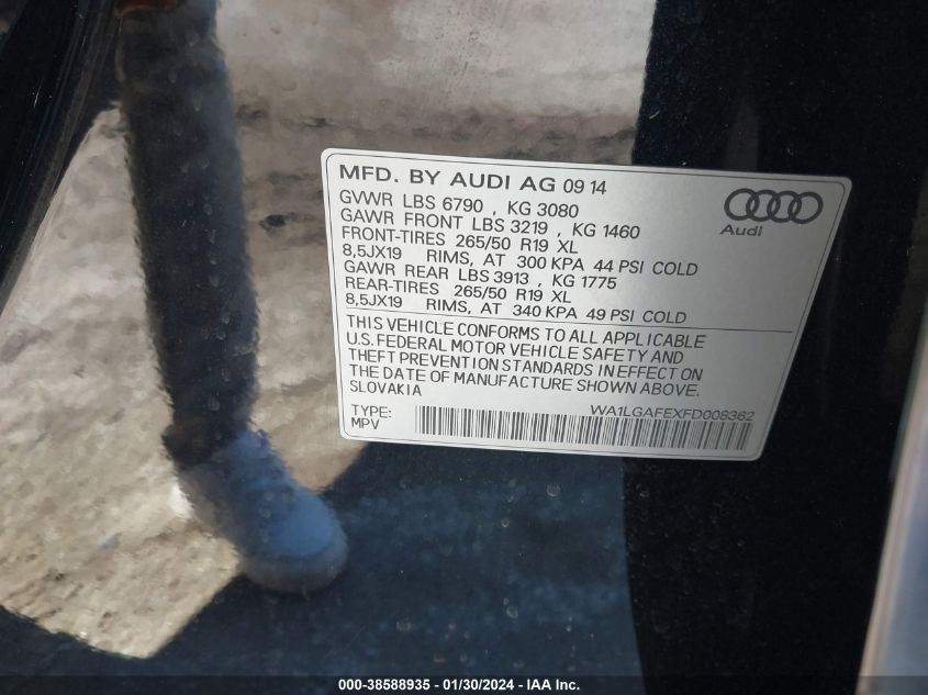 2015 AUDI Q7 3.0T PREMIUM - WA1LGAFEXFD008362