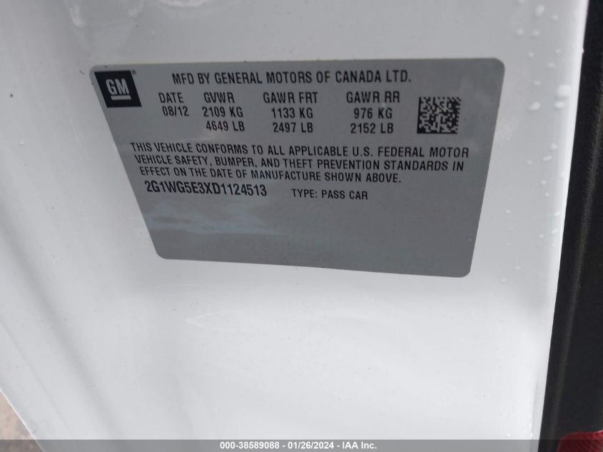 2013 CHEVROLET IMPALA LT - 2G1WG5E3XD1124513