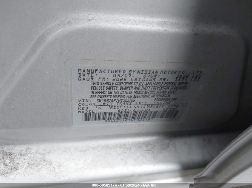 2017 NISSAN SENTRA SL - 3N1AB7AP7HY323789