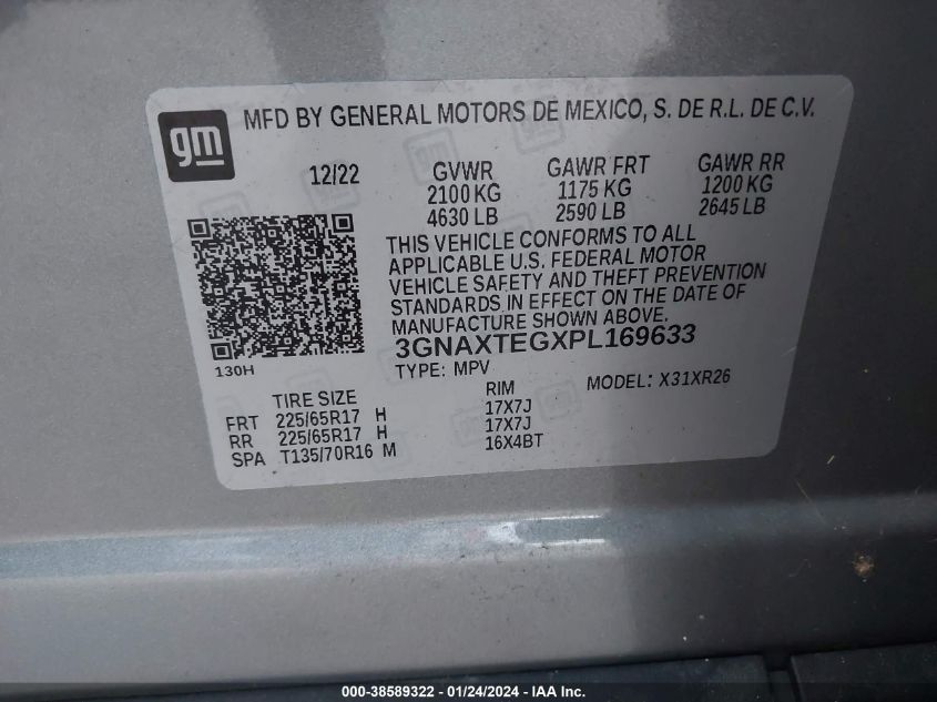 2023 CHEVROLET EQUINOX AWD 2FL - 3GNAXTEGXPL169633