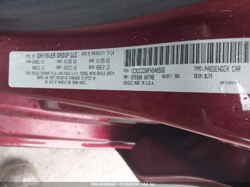 2015 CHRYSLER 200 C - 1C3CCCCB0FN548566