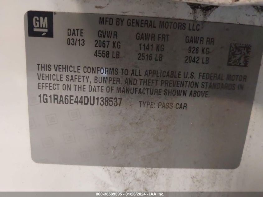 2013 CHEVROLET VOLT - 1G1RA6E44DU138537