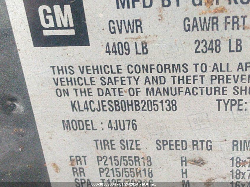 2017 BUICK ENCORE PREFERRED - KL4CJESB0HB205138