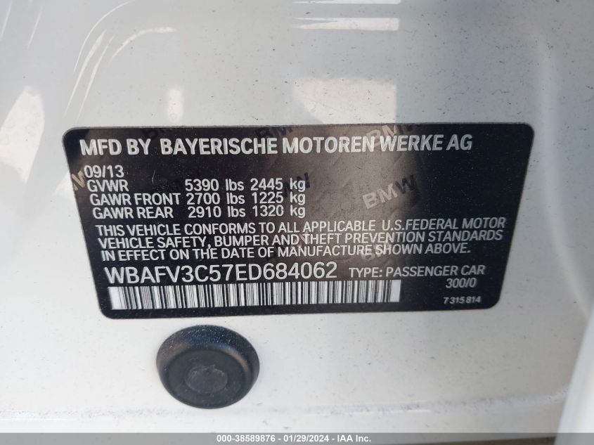2014 BMW 535D XDRIVE - WBAFV3C57ED684062