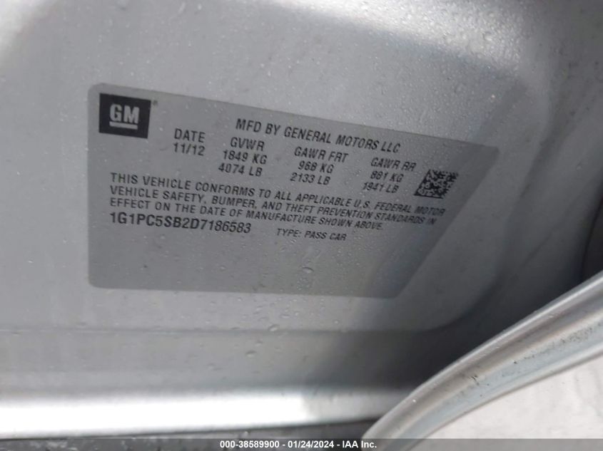 2013 CHEVROLET CRUZE 1LT AUTO - 1G1PC5SB2D7186583