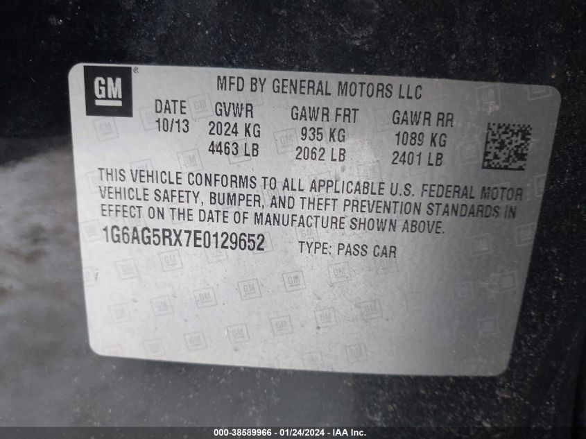 2014 CADILLAC ATS STANDARD - 1G6AG5RX7E0129652