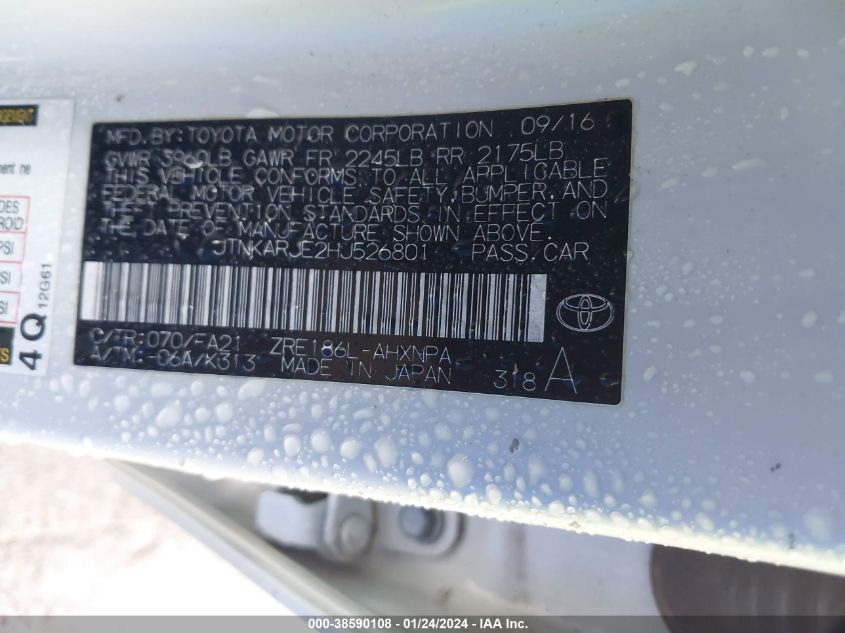 2017 TOYOTA COROLLA IM - JTNKARJE2HJ526801