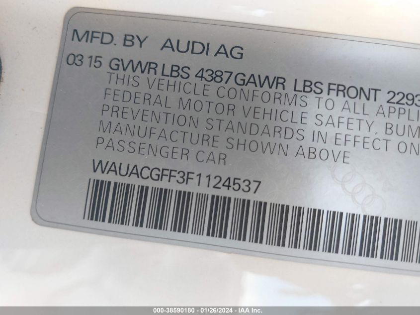 VIN WAUACGFF3F1124537 2015 AUDI A3 no.9