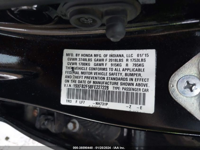 2015 HONDA CIVIC LX - 19XFB2F58FE227228