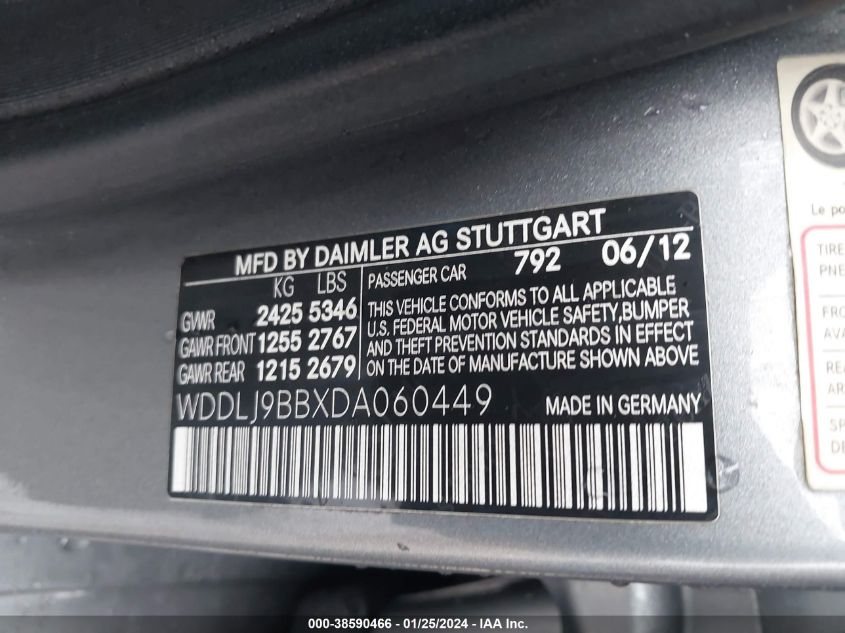 2013 MERCEDES-BENZ CLS 550 550 4MATIC WDDLJ9BBXDA060449