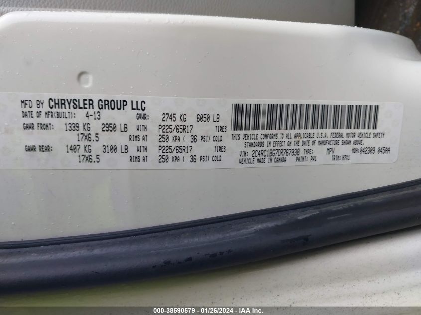 2013 CHRYSLER TOWN & COUNTRY TOURING - 2C4RC1DG7DR767838