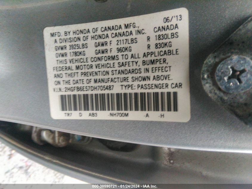 2013 HONDA CIVIC SI - 2HGFB6E57DH705487