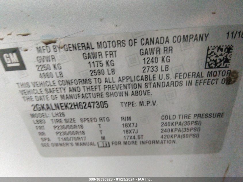 2017 GMC TERRAIN SLE - 2GKALNEK2H6247305