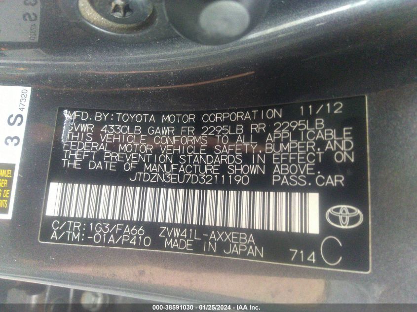 2013 TOYOTA PRIUS V THREE - JTDZN3EU7D3211190