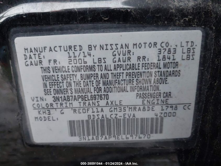 2014 NISSAN SENTRA S - 3N1AB7AP9EL697670