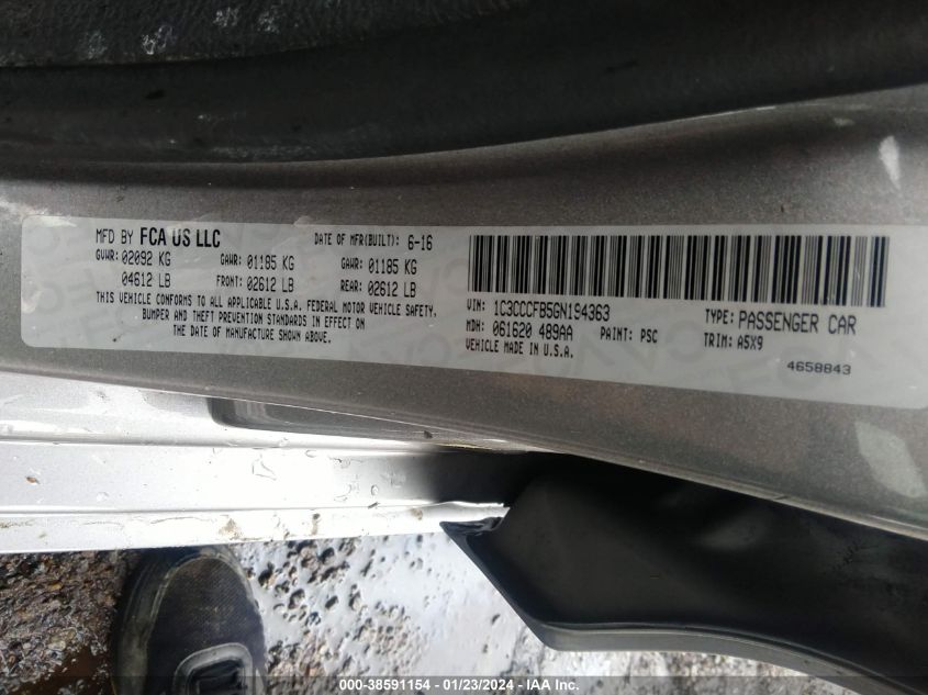 2016 CHRYSLER 200 TOURING - 1C3CCCFB5GN194363