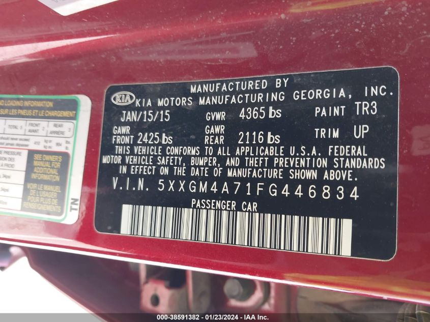 2015 KIA OPTIMA LX - 5XXGM4A71FG446834