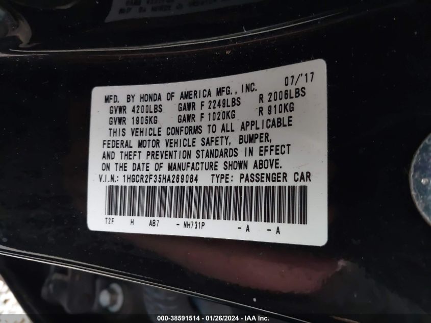 2017 HONDA ACCORD LX - 1HGCR2F35HA269084