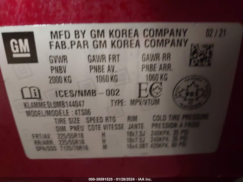 2021 BUICK ENCORE GX - KL4MMESL0MB144047
