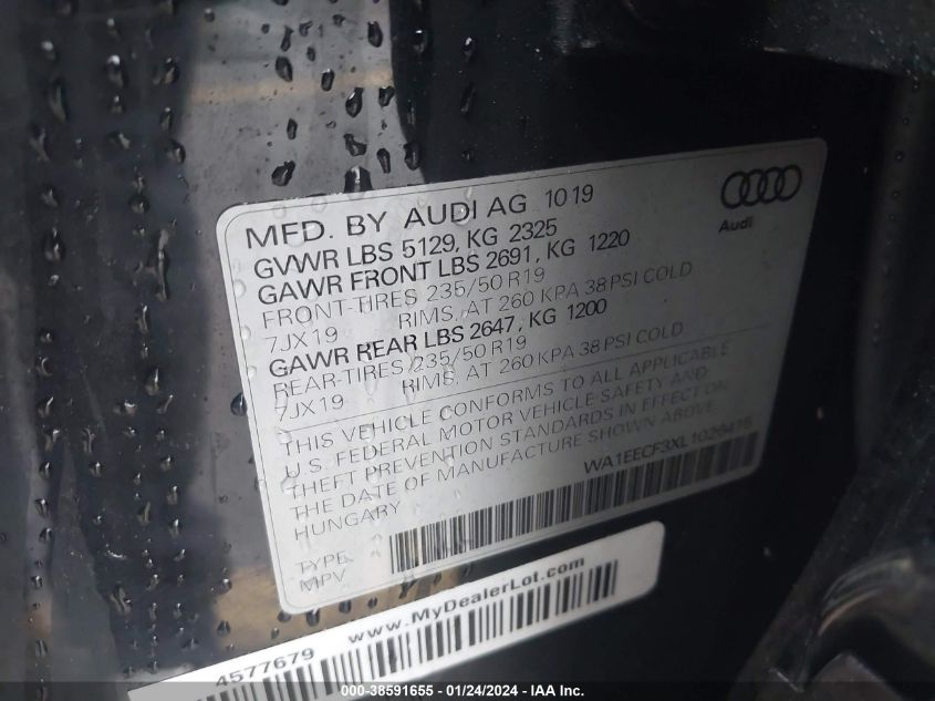 2020 AUDI Q3 PREMIUM PLUS 45 TFSI S LINE QUATTRO TIPTRONIC - WA1EECF3XL1026415