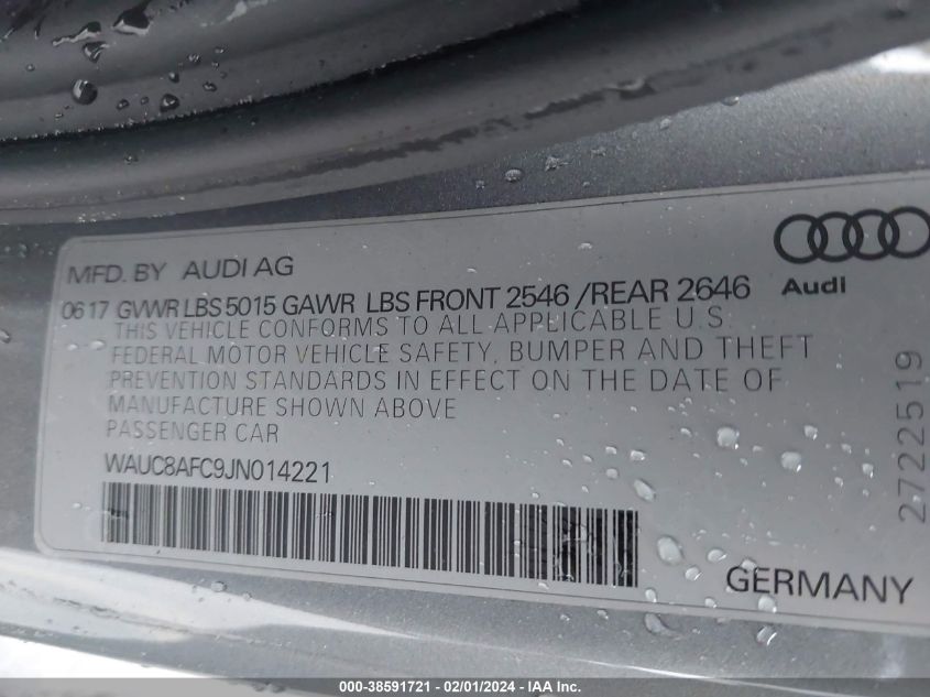 2018 AUDI A6 PREMIUM/SPORT - WAUC8AFC9JN014221