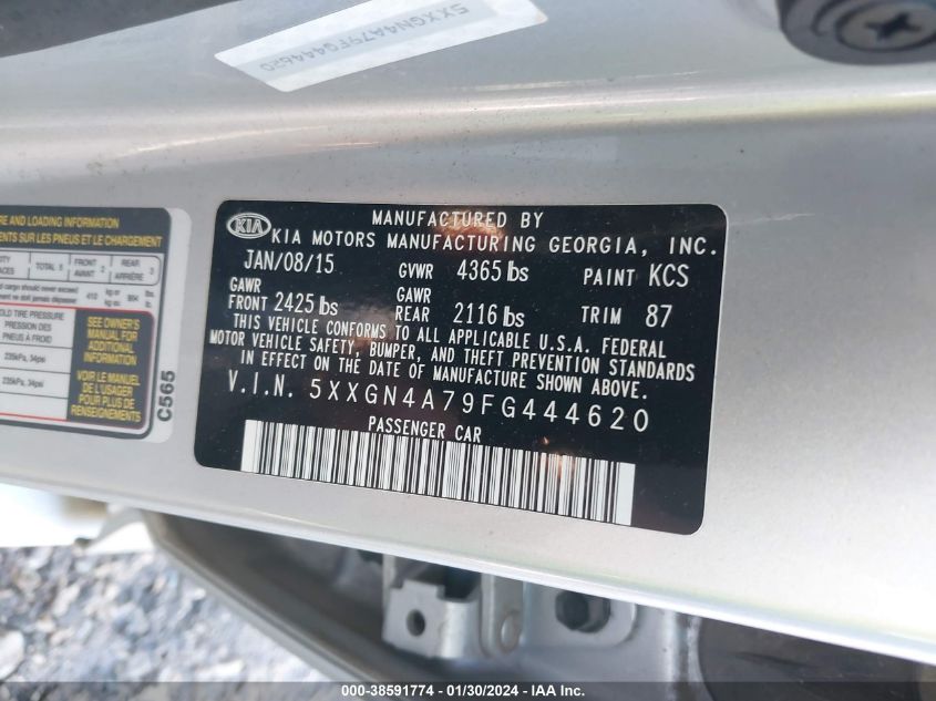 2015 KIA OPTIMA EX - 5XXGN4A79FG444620