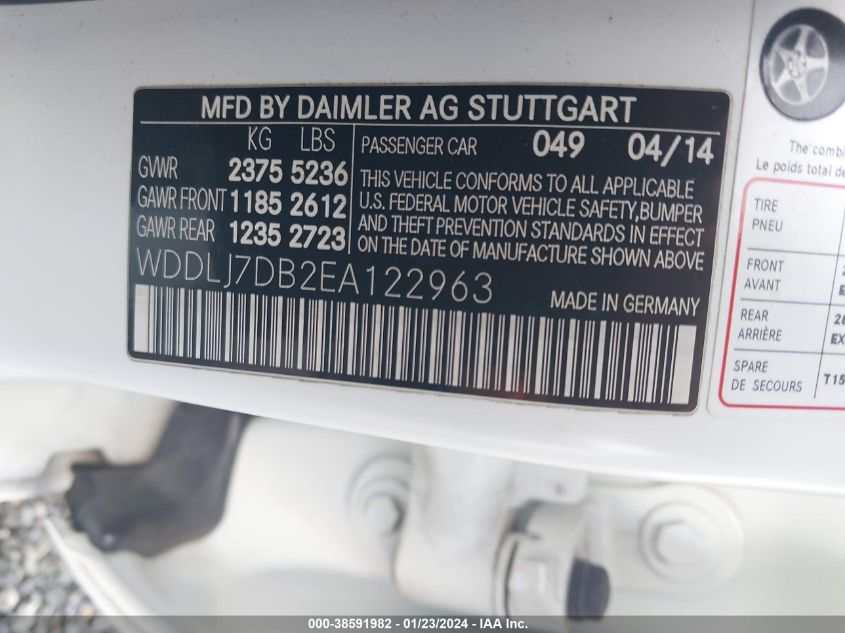 2014 MERCEDES-BENZ CLS 550 WDDLJ7DB2EA122963