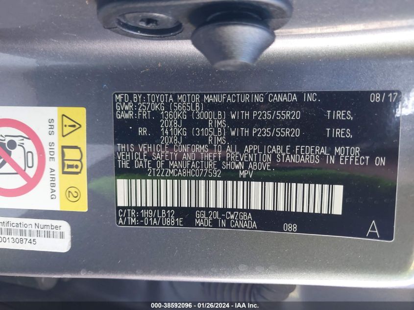 2017 LEXUS RX 350 - 2T2ZZMCA8HC077592