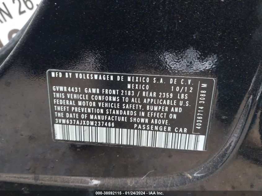 2013 VOLKSWAGEN JETTA HYBRID SEL - 3VW637AJXDM237466