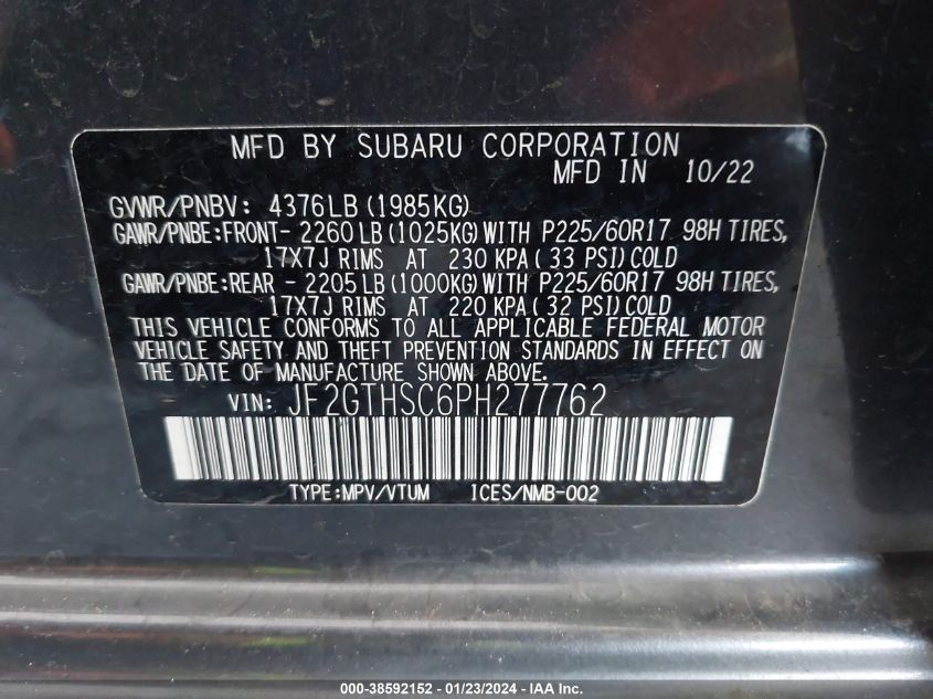 2023 SUBARU CROSSTREK SPORT - JF2GTHSC6PH277762