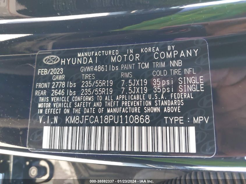 2023 HYUNDAI TUCSON HYBRID SEL CONVENIENCE - KM8JFCA18PU110868