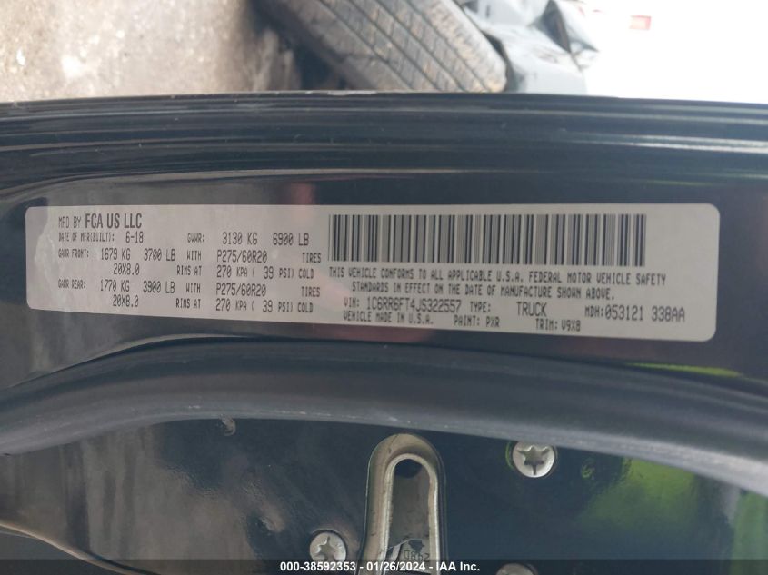 2018 RAM 1500 ST - 1C6RR6FT4JS322557