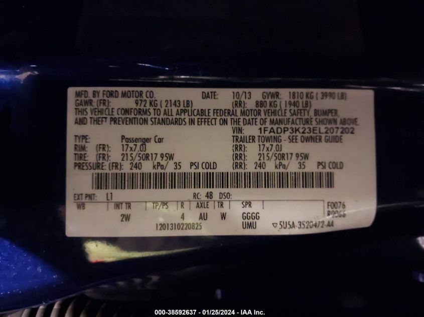 2014 FORD FOCUS SE - 1FADP3K23EL207202