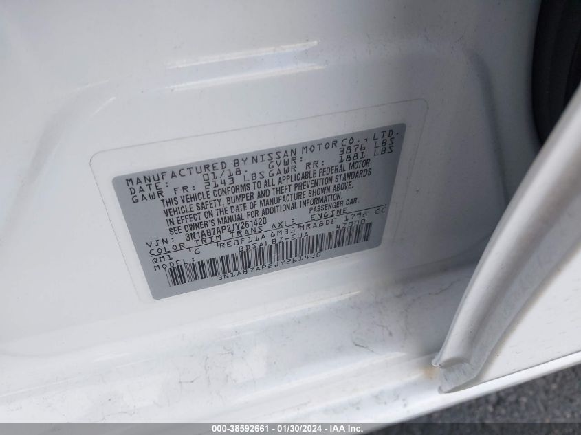 2018 NISSAN SENTRA S - 3N1AB7AP2JY261420