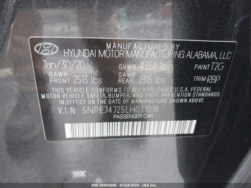 2020 HYUNDAI SONATA SEL PLUS - 5NPEJ4J25LH031018
