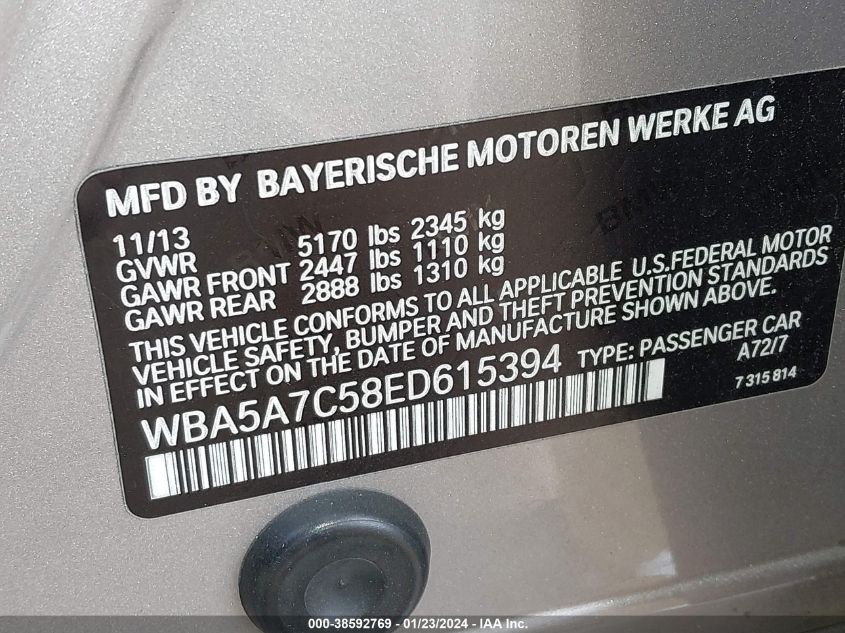 2014 BMW 528I XDRIVE - WBA5A7C58ED615394