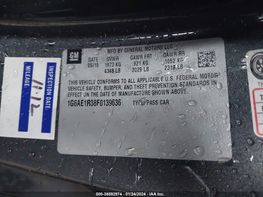 2015 CADILLAC ATS PREMIUM - 1G6AE1R38F0139636