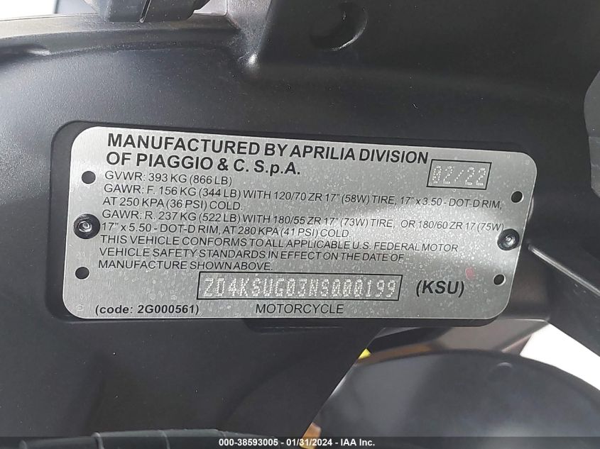 2022 APRILIA RS 660 ZD4KSUG03NS000199