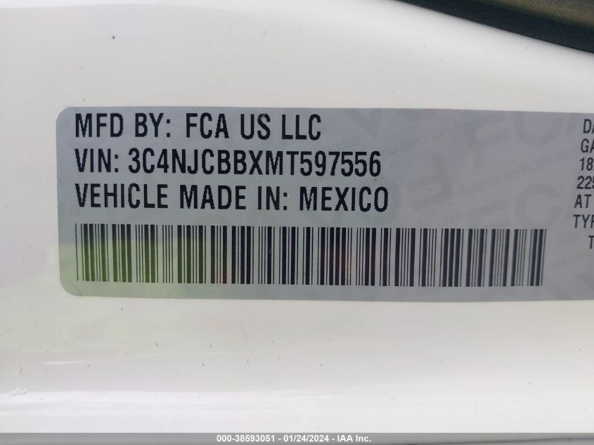 2021 JEEP COMPASS LATITUDE - 3C4NJCBBXMT597556