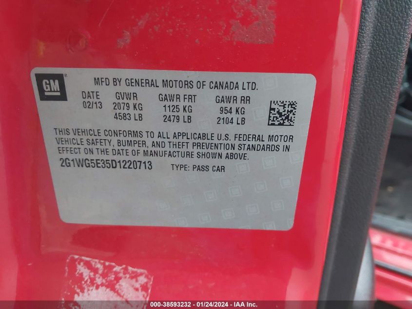 2013 CHEVROLET IMPALA LT - 2G1WG5E35D1220713