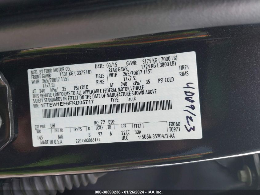 2015 FORD F-150 SUPERCREW - 1FTEW1EF6FKD05717